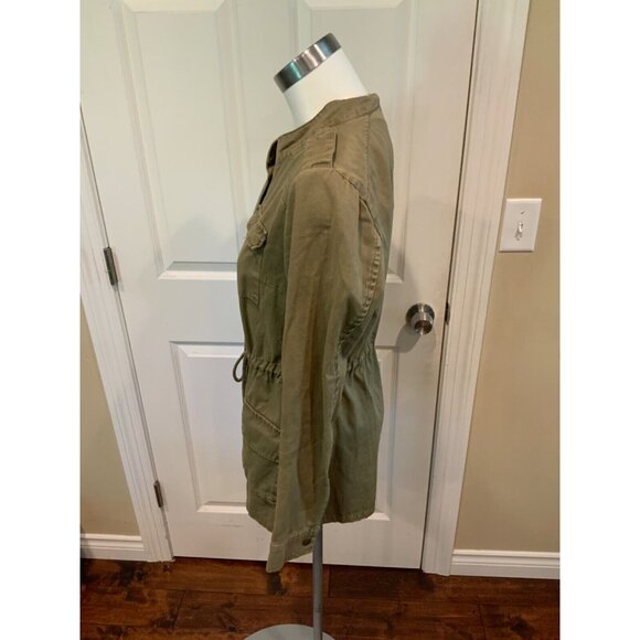 Per Se Army Green Chino Military Zip-Up Cotton Jacket, Size Small - Picture 3 of 5